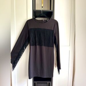 Black dress with fringes. By Forever 21 size M.